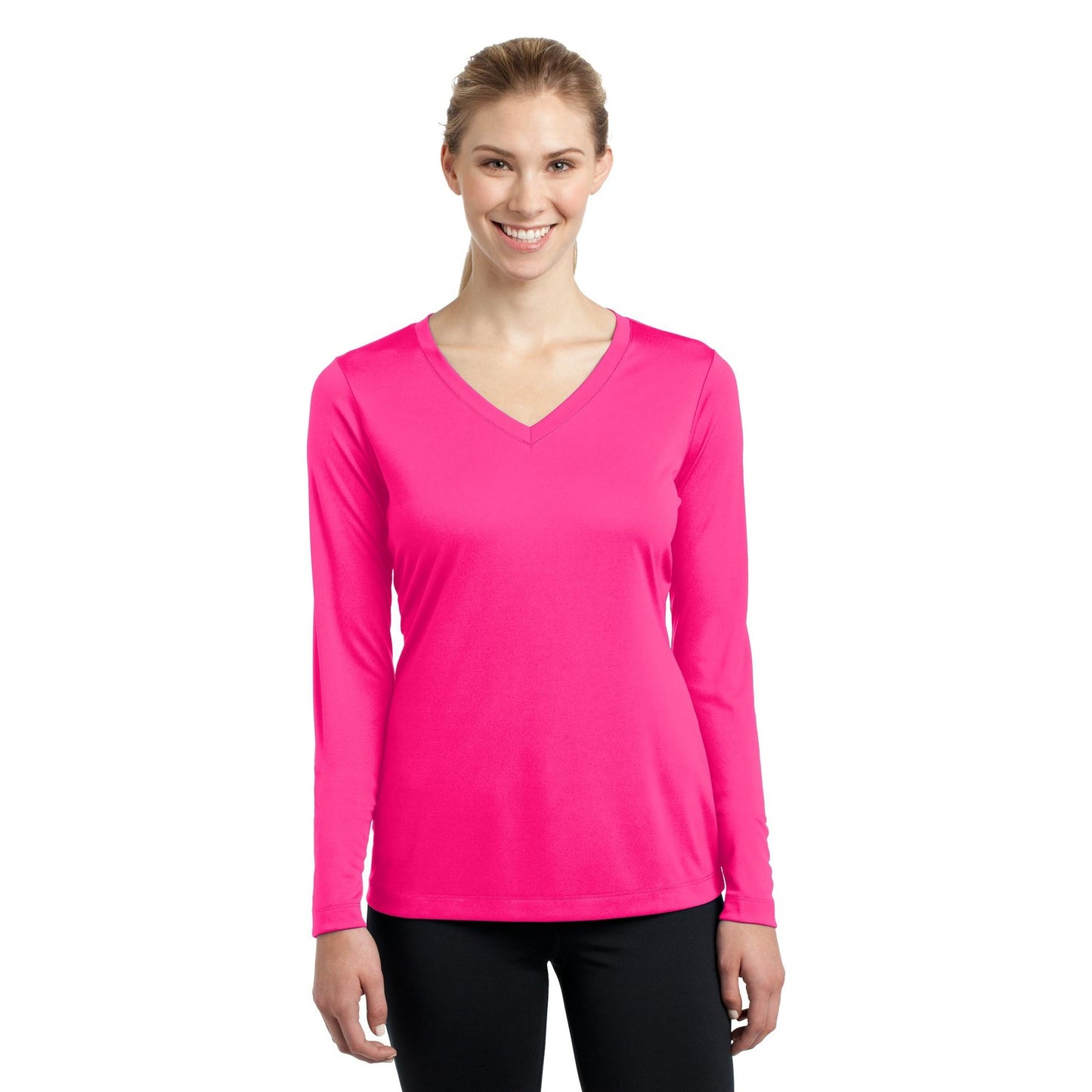 Forest Green T-Shirt - Sport-Tek - Long Sleeve V-Neck