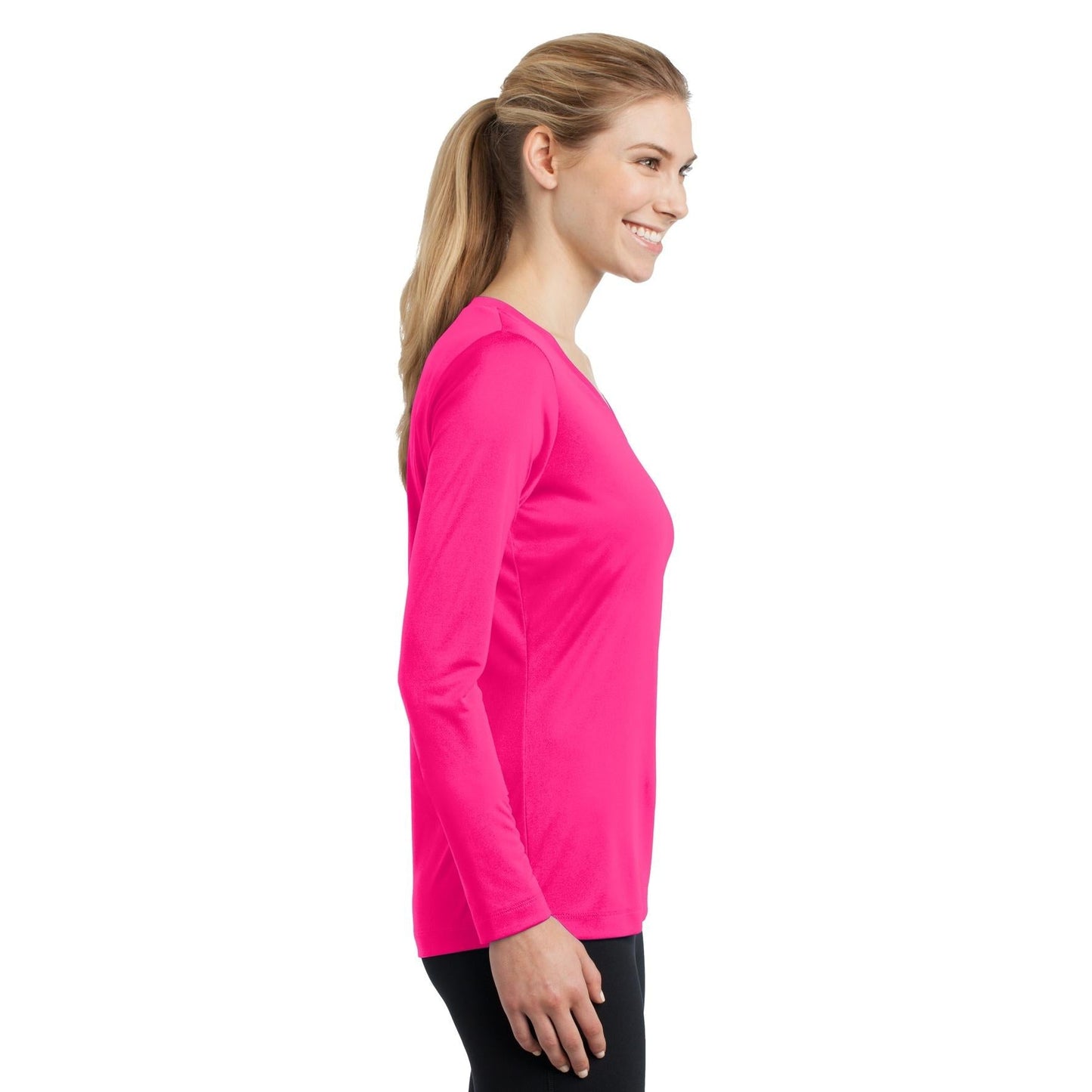 Forest Green T-Shirt - Sport-Tek - Long Sleeve V-Neck