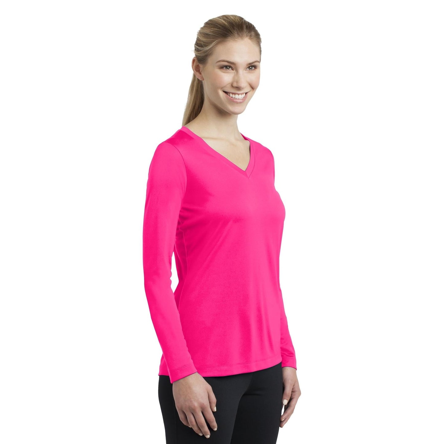 Forest Green T-Shirt - Sport-Tek - Long Sleeve V-Neck