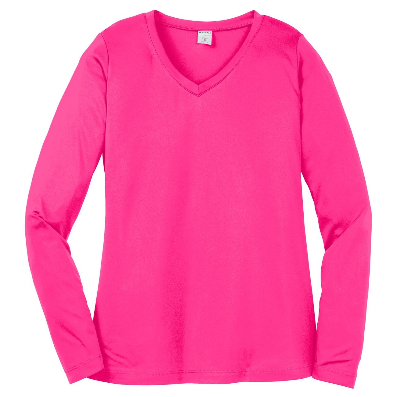 Forest Green T-Shirt - Sport-Tek - Long Sleeve V-Neck