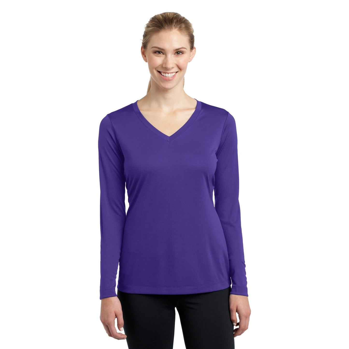 Forest Green T-Shirt - Sport-Tek - Long Sleeve V-Neck