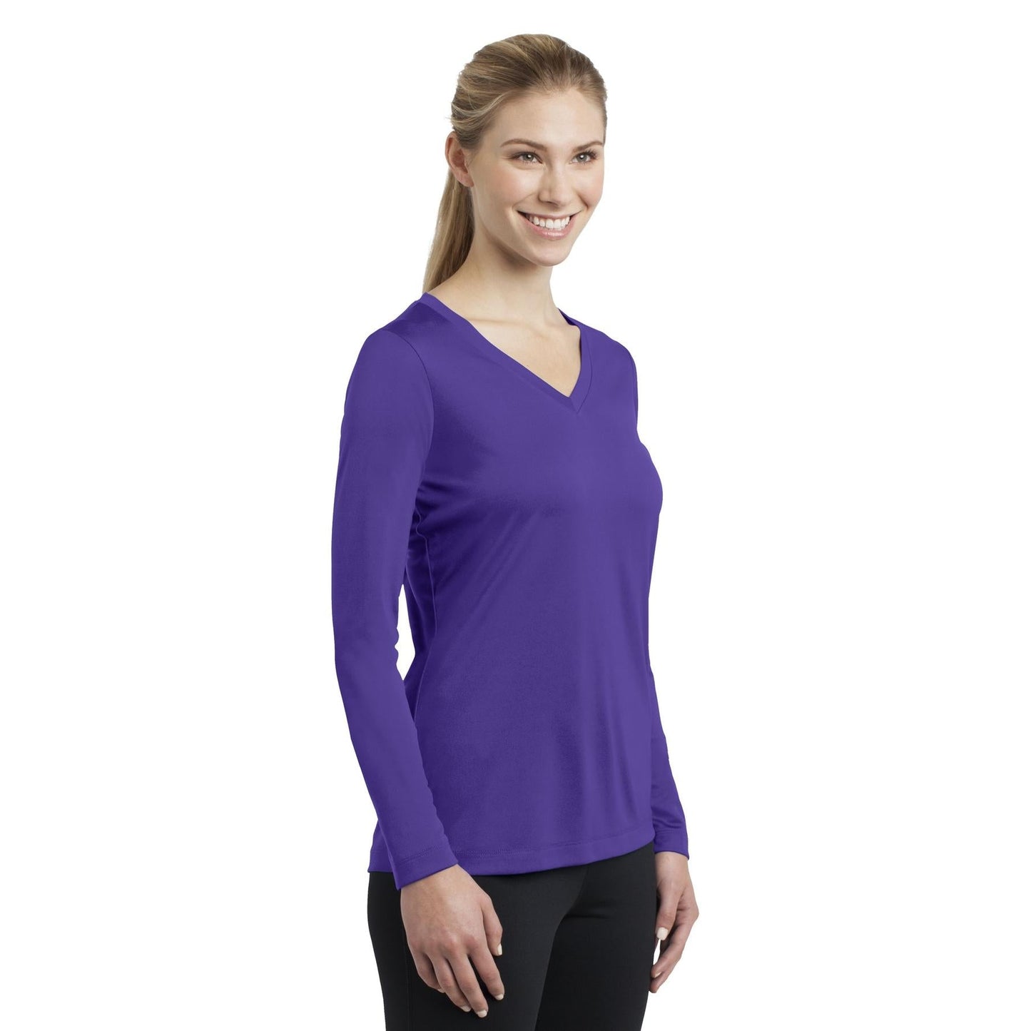 Forest Green T-Shirt - Sport-Tek - Long Sleeve V-Neck