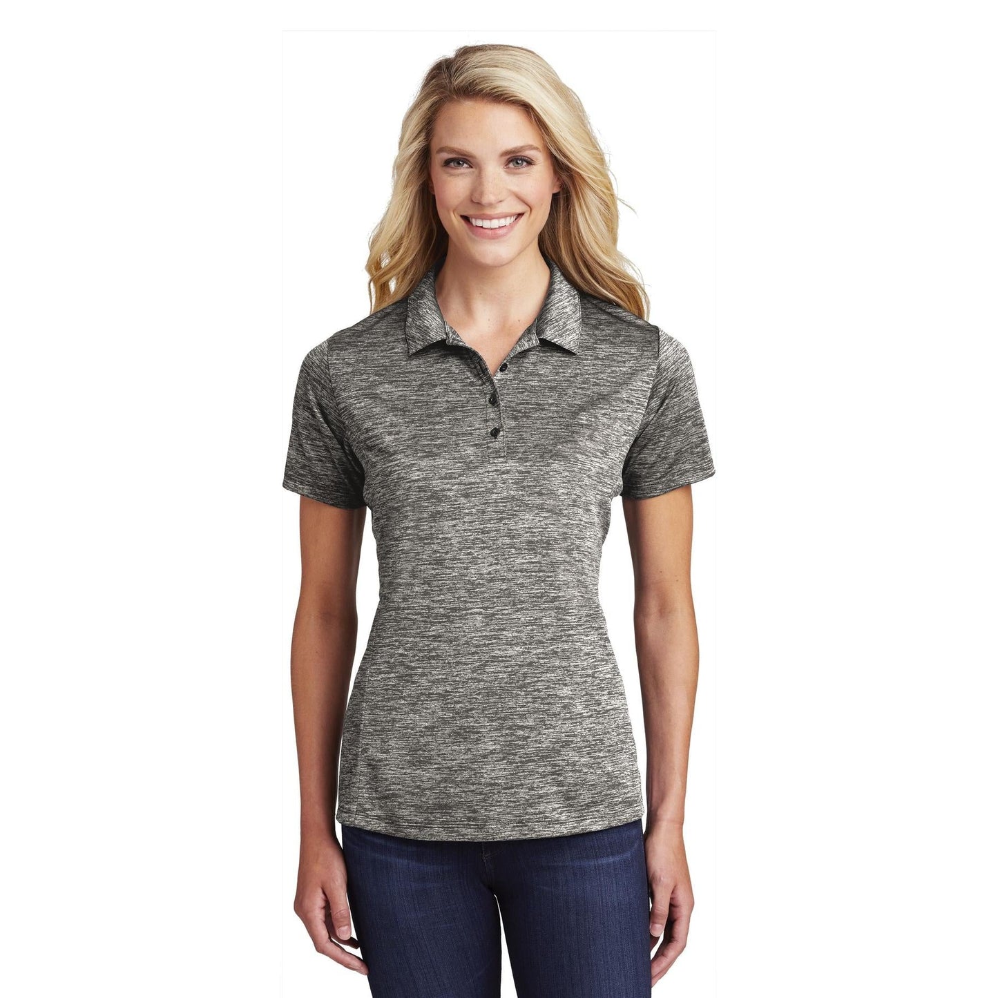 Black Electric Polo - Sport-Tek - Stylish Heather Design