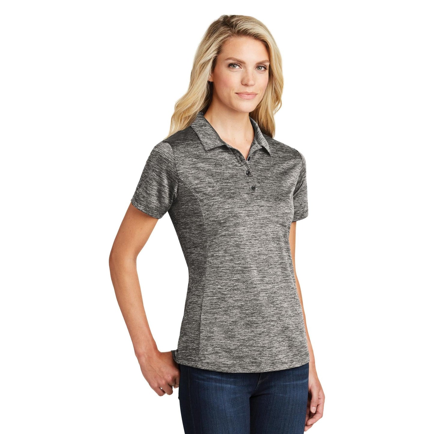 Black Electric Polo - Sport-Tek - Stylish Heather Design