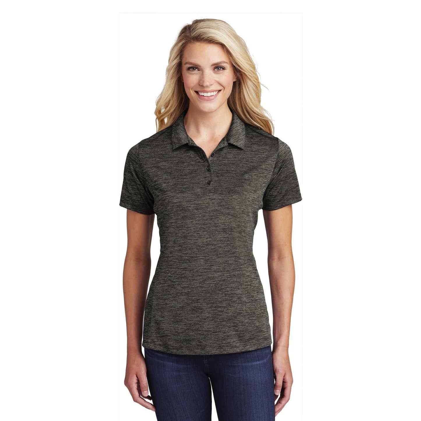 Black Electric Polo - Sport-Tek - Stylish Heather Design