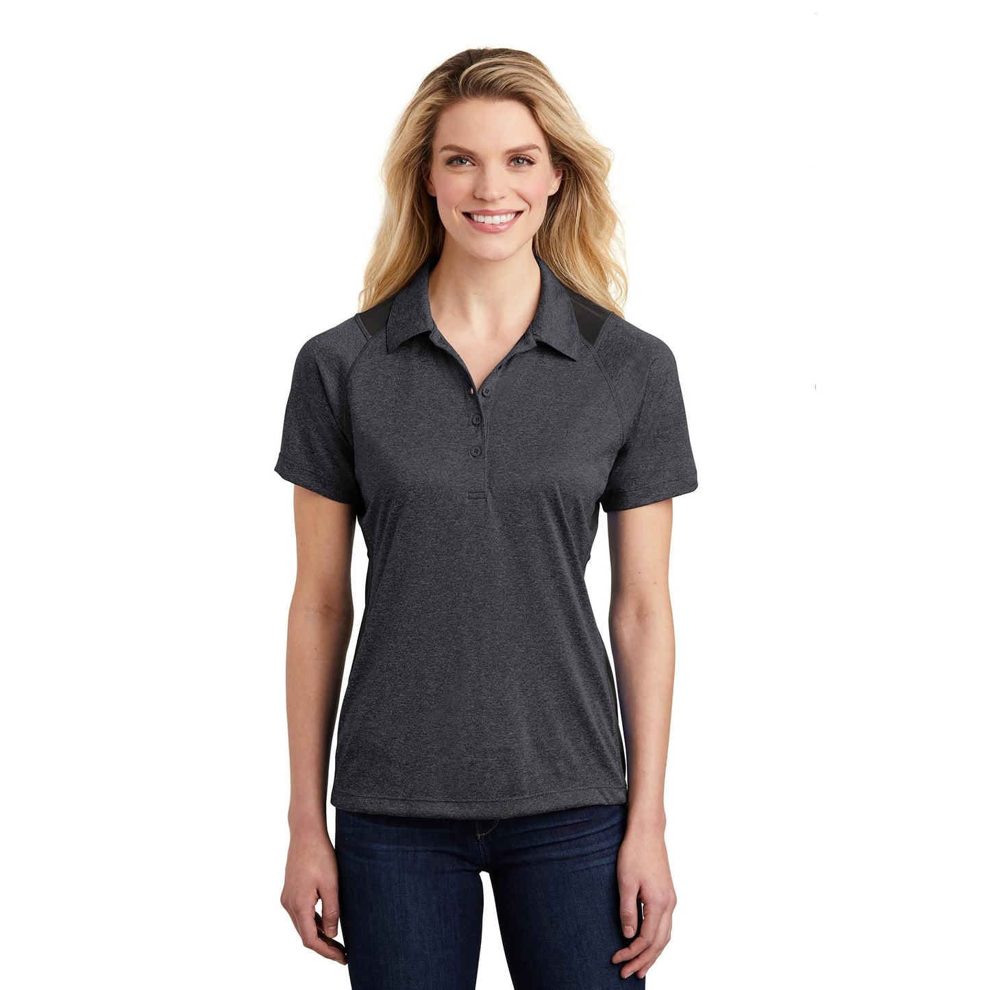 Graphite Heather Polo Shirt - Sport-Tek - Stylish Fit