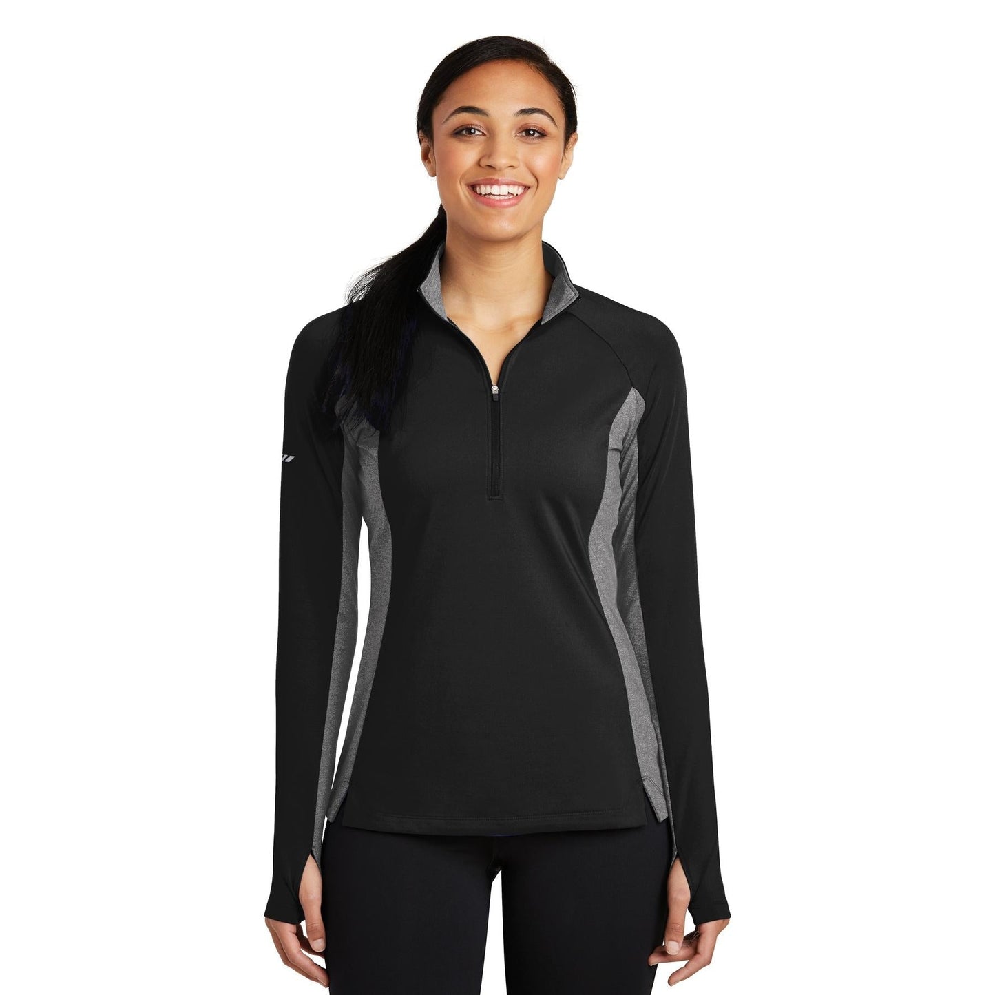 Black/Charcoal Grey Heather Sweatshirt - Sport-Tek - Stretchy Design