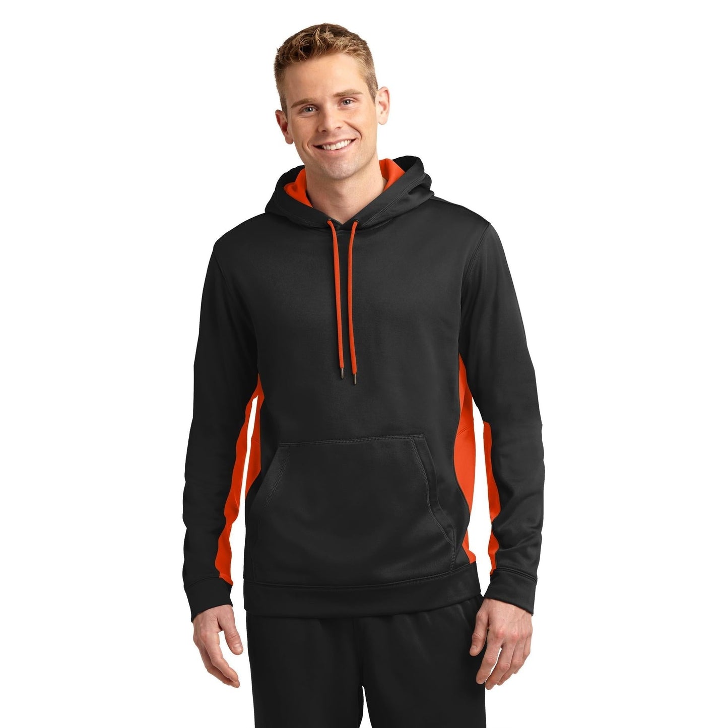 Black/Deep Orange Sweatshirt - Sport-Tek - Moisture-Wicking