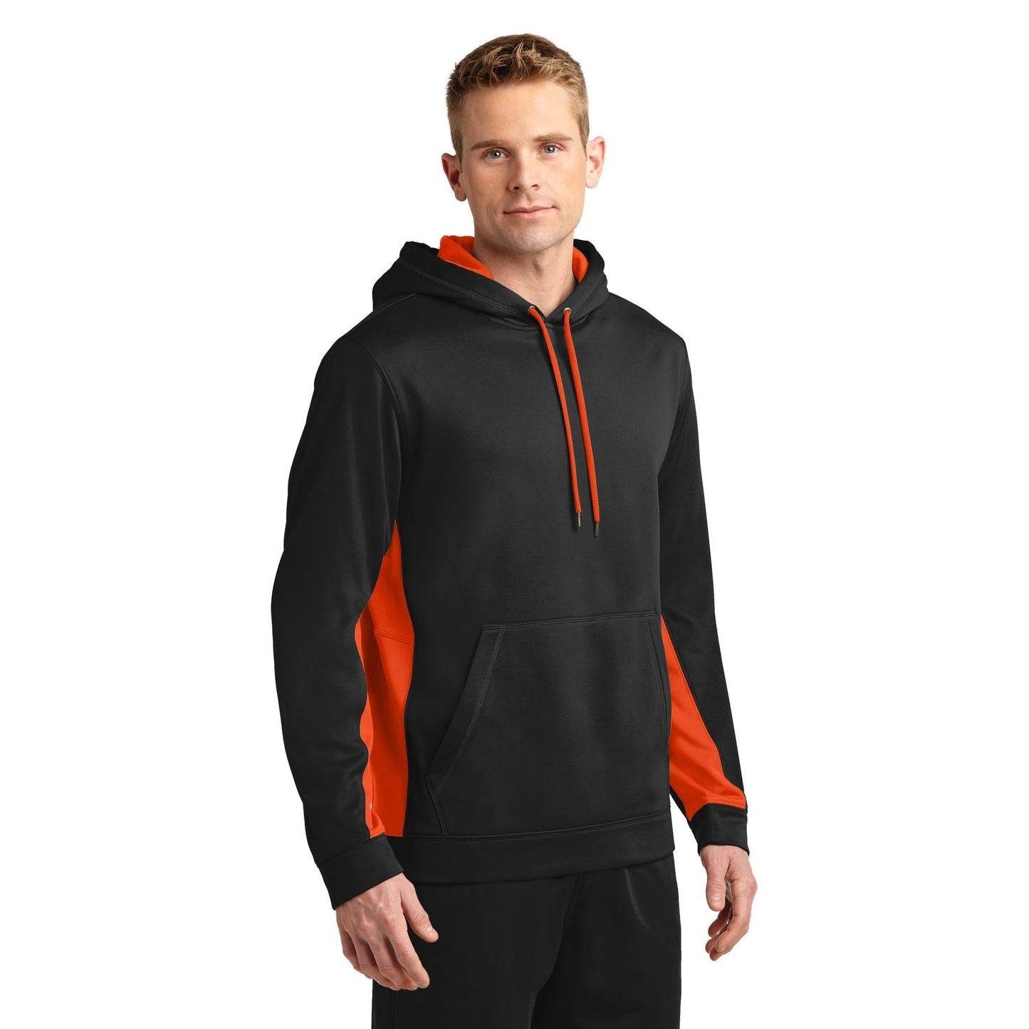 Black/Deep Orange Sweatshirt - Sport-Tek - Moisture-Wicking
