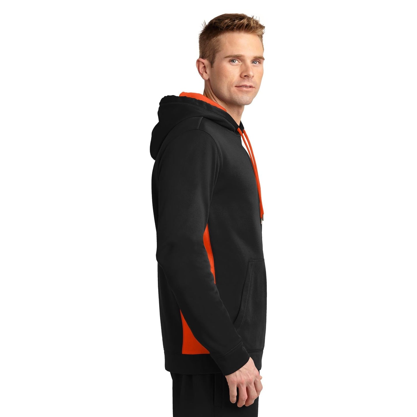 Black/Deep Orange Sweatshirt - Sport-Tek - Moisture-Wicking