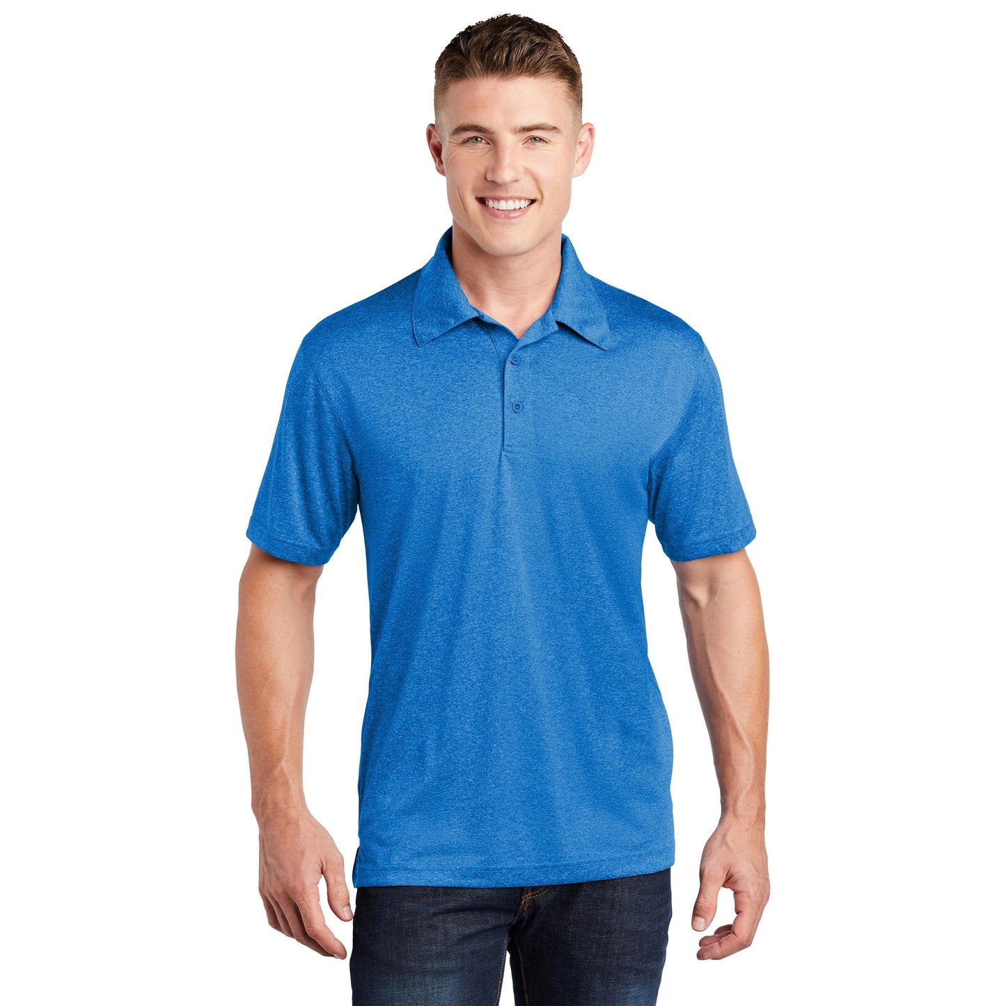 True Royal Heather Polo Shirt - Sport-Tek - Moisture Wicking