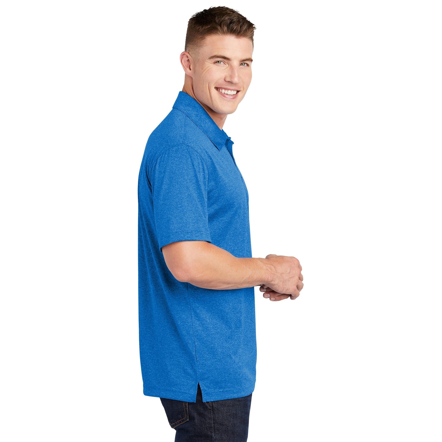 True Royal Heather Polo Shirt - Sport-Tek - Moisture Wicking