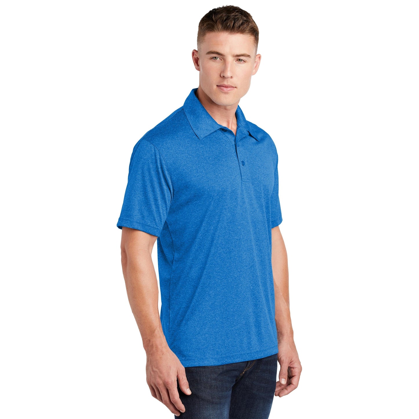 True Royal Heather Polo Shirt - Sport-Tek - Moisture Wicking