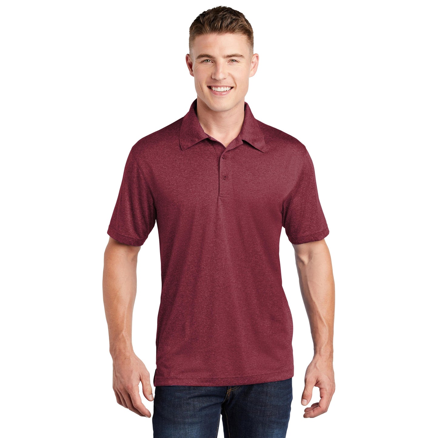 True Royal Heather Polo Shirt - Sport-Tek - Moisture Wicking