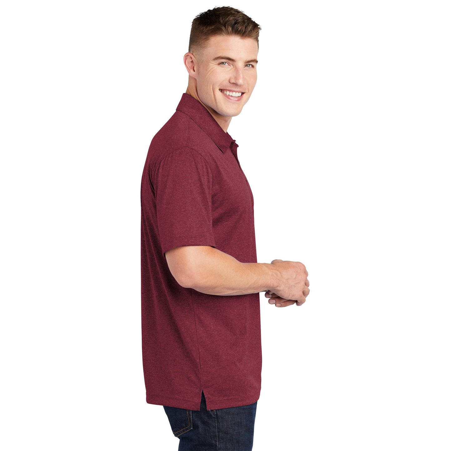 True Royal Heather Polo Shirt - Sport-Tek - Moisture Wicking