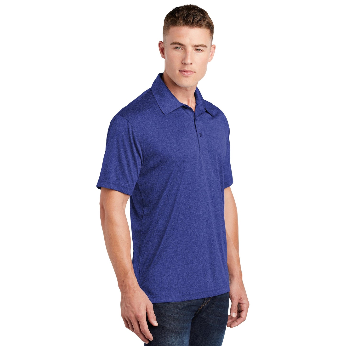True Royal Heather Polo Shirt - Sport-Tek - Moisture Wicking