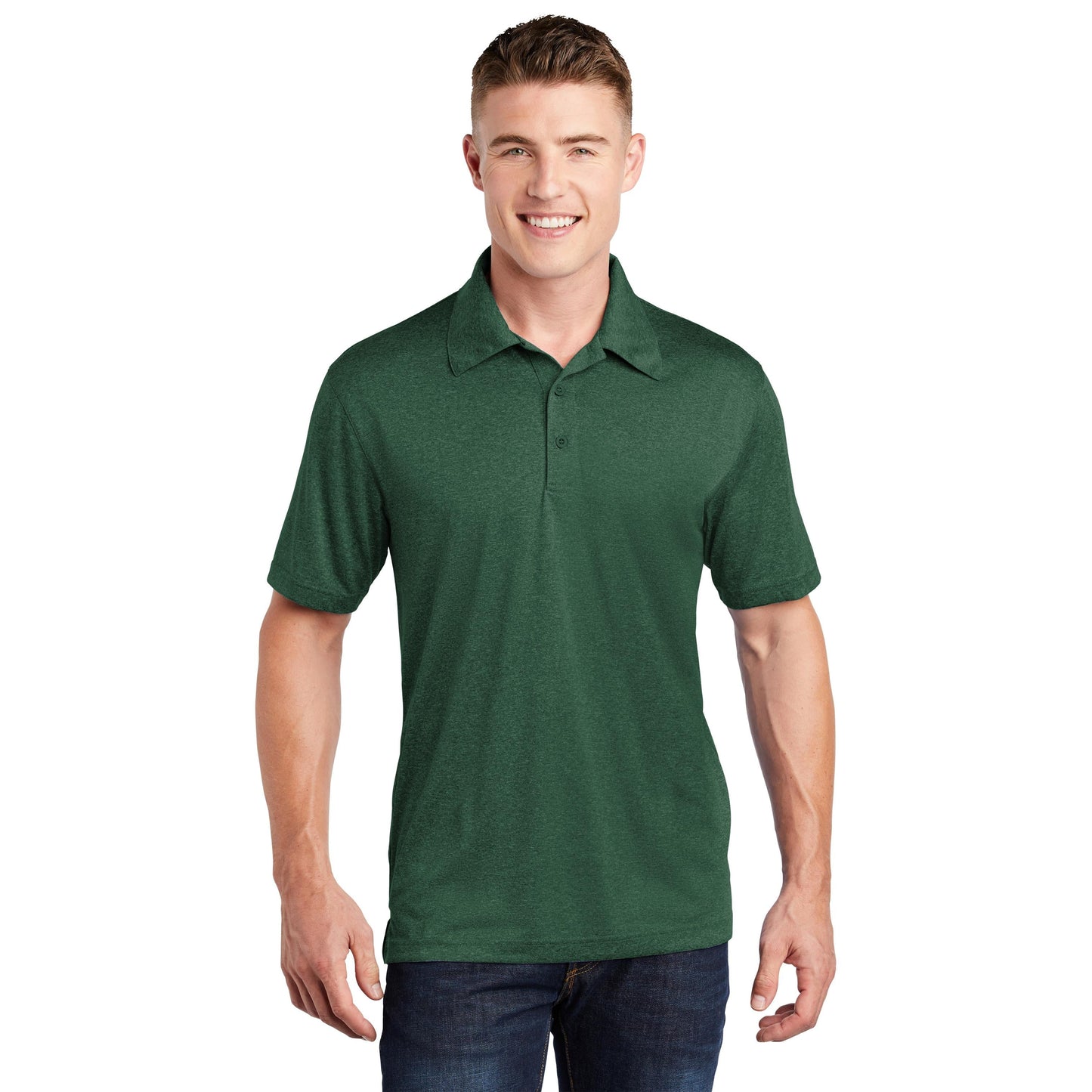 True Royal Heather Polo Shirt - Sport-Tek - Moisture Wicking