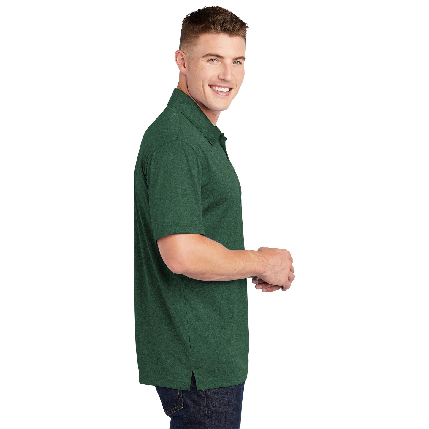 True Royal Heather Polo Shirt - Sport-Tek - Moisture Wicking