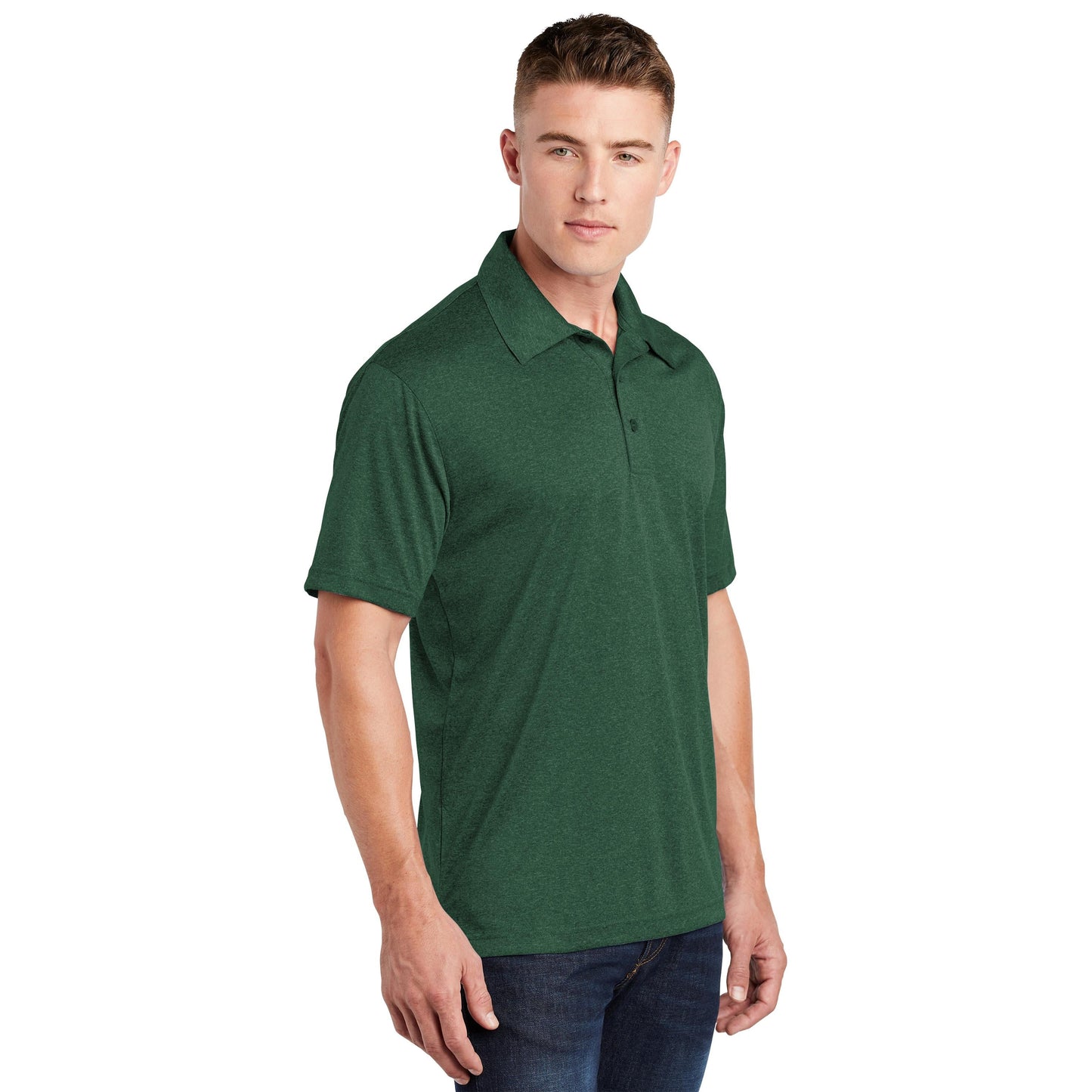 True Royal Heather Polo Shirt - Sport-Tek - Moisture Wicking