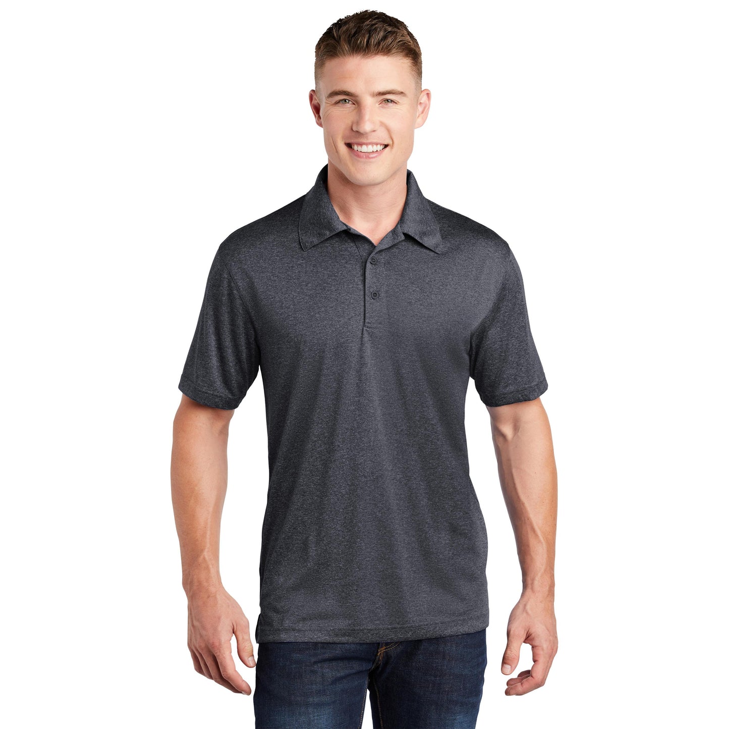 True Royal Heather Polo Shirt - Sport-Tek - Moisture Wicking