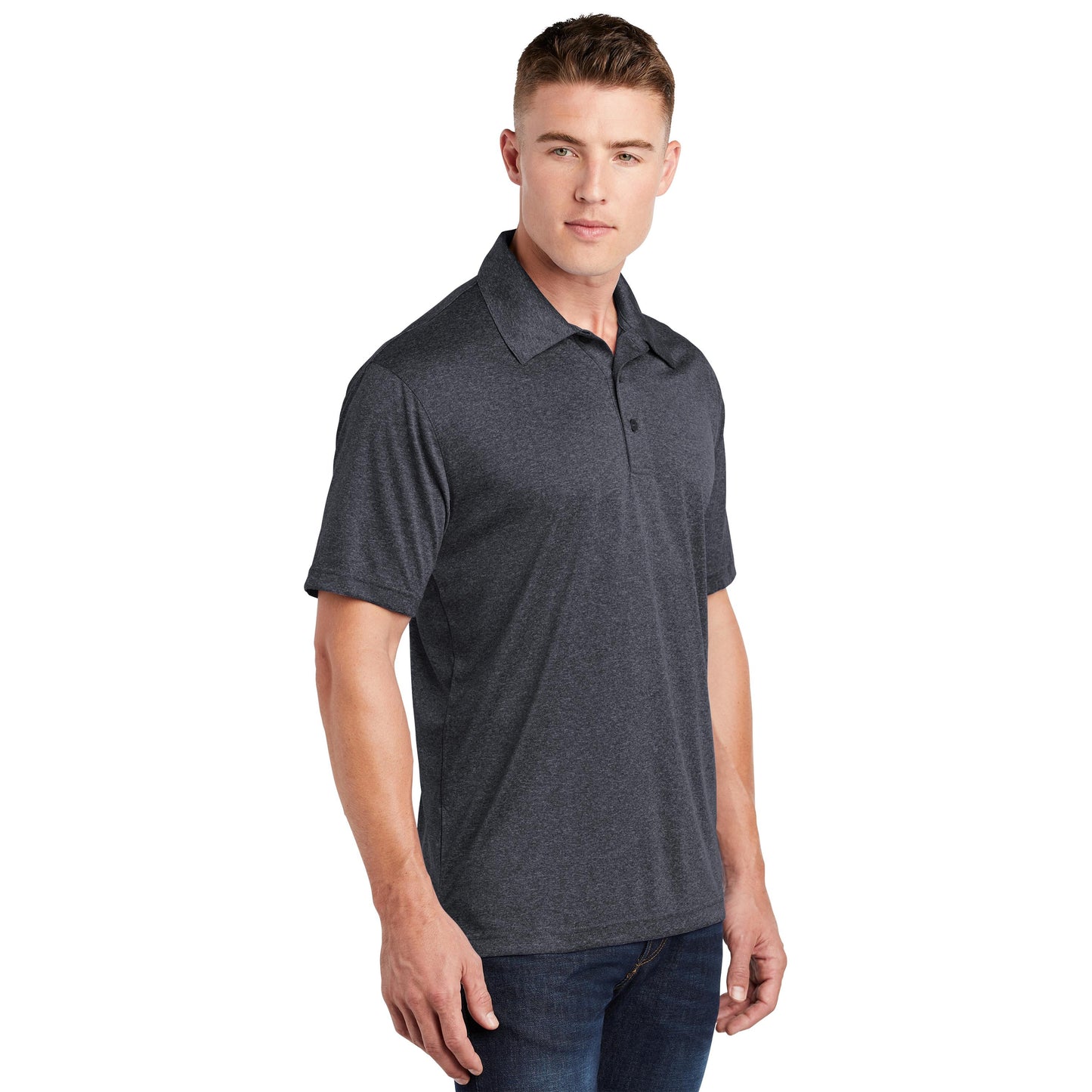 True Royal Heather Polo Shirt - Sport-Tek - Moisture Wicking