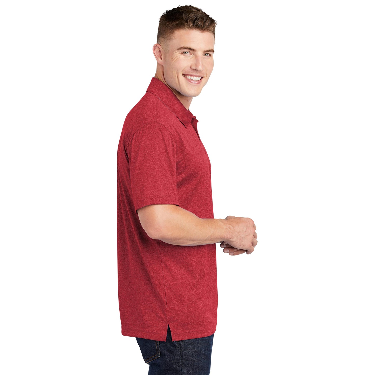 True Royal Heather Polo Shirt - Sport-Tek - Moisture Wicking