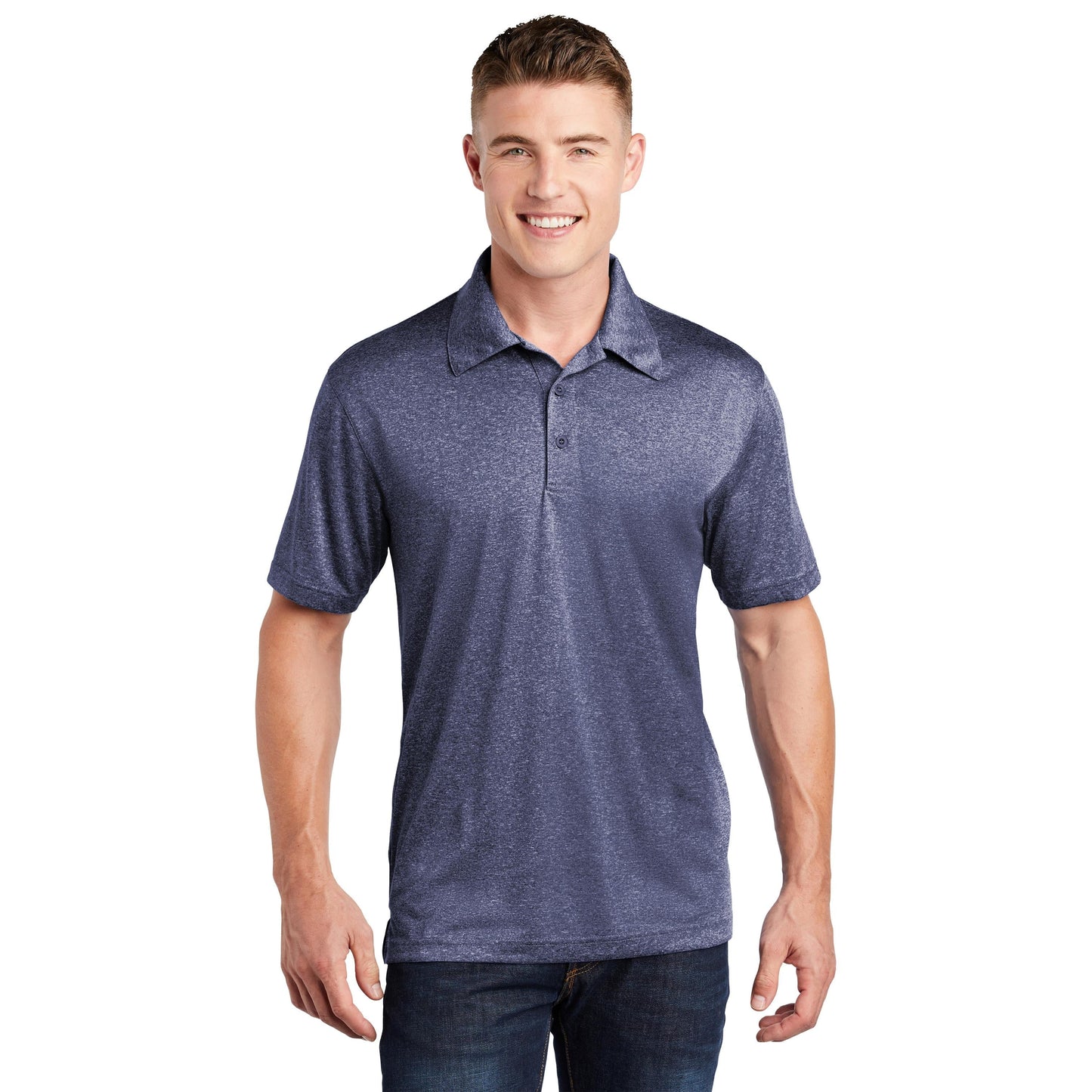 True Royal Heather Polo Shirt - Sport-Tek - Moisture Wicking
