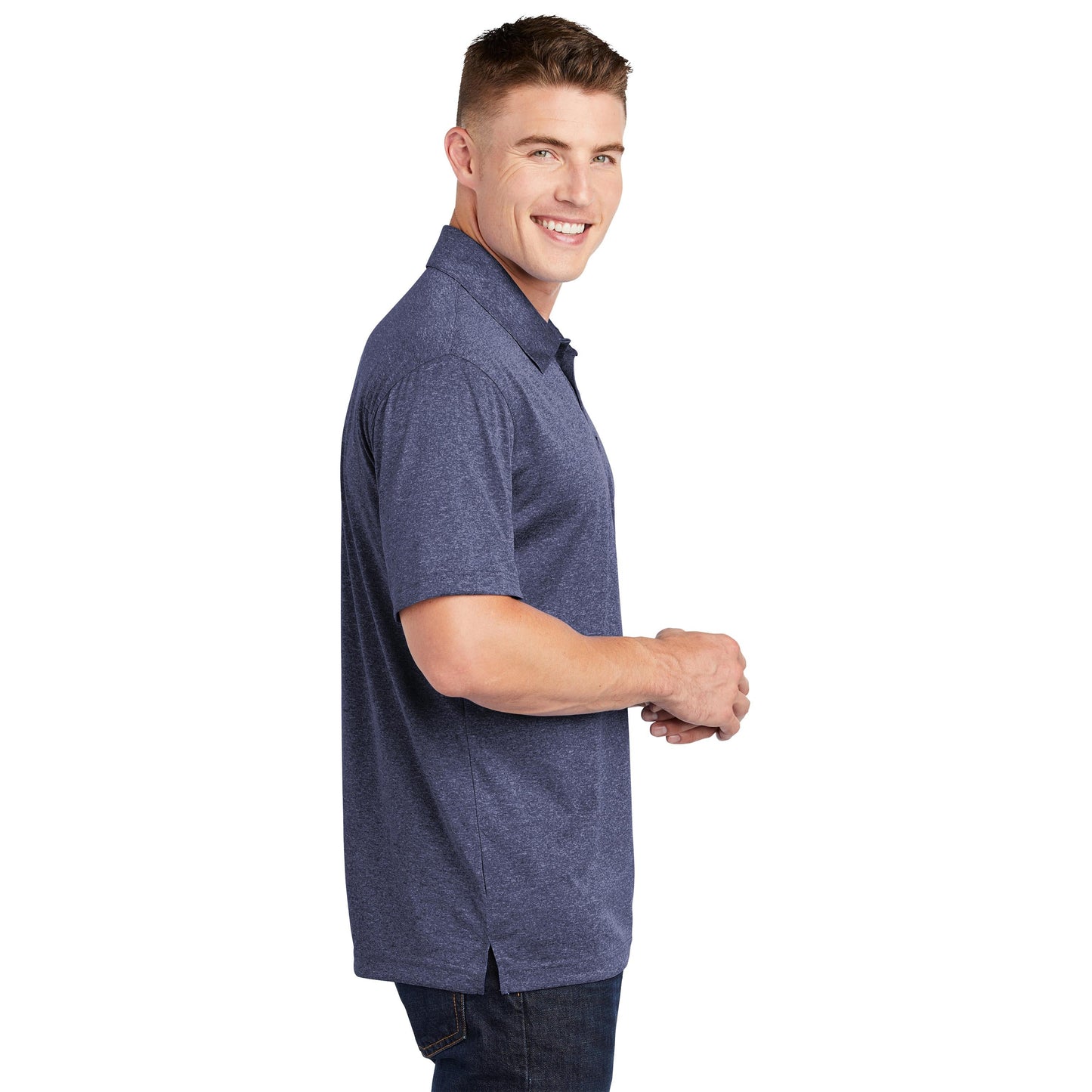 True Royal Heather Polo Shirt - Sport-Tek - Moisture Wicking