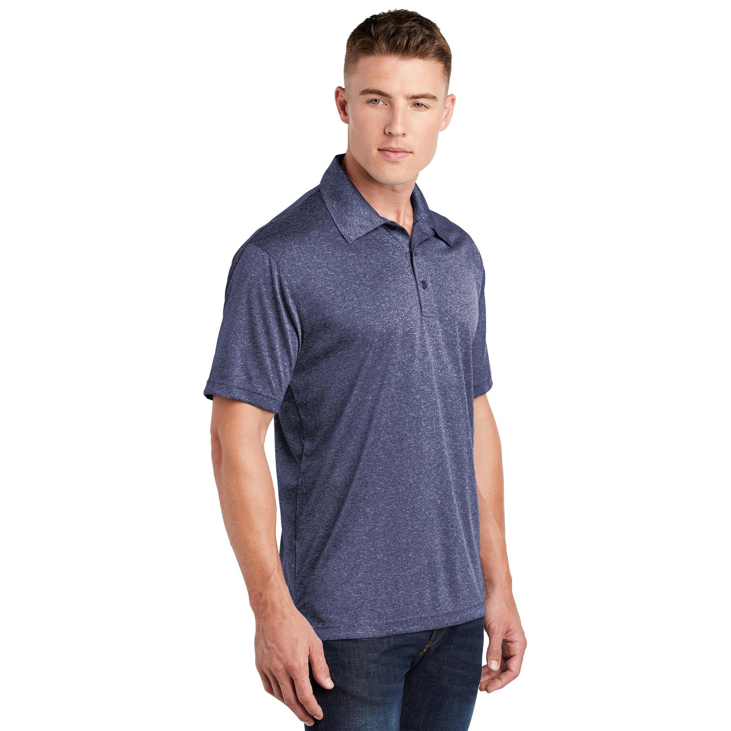 True Royal Heather Polo Shirt - Sport-Tek - Moisture Wicking