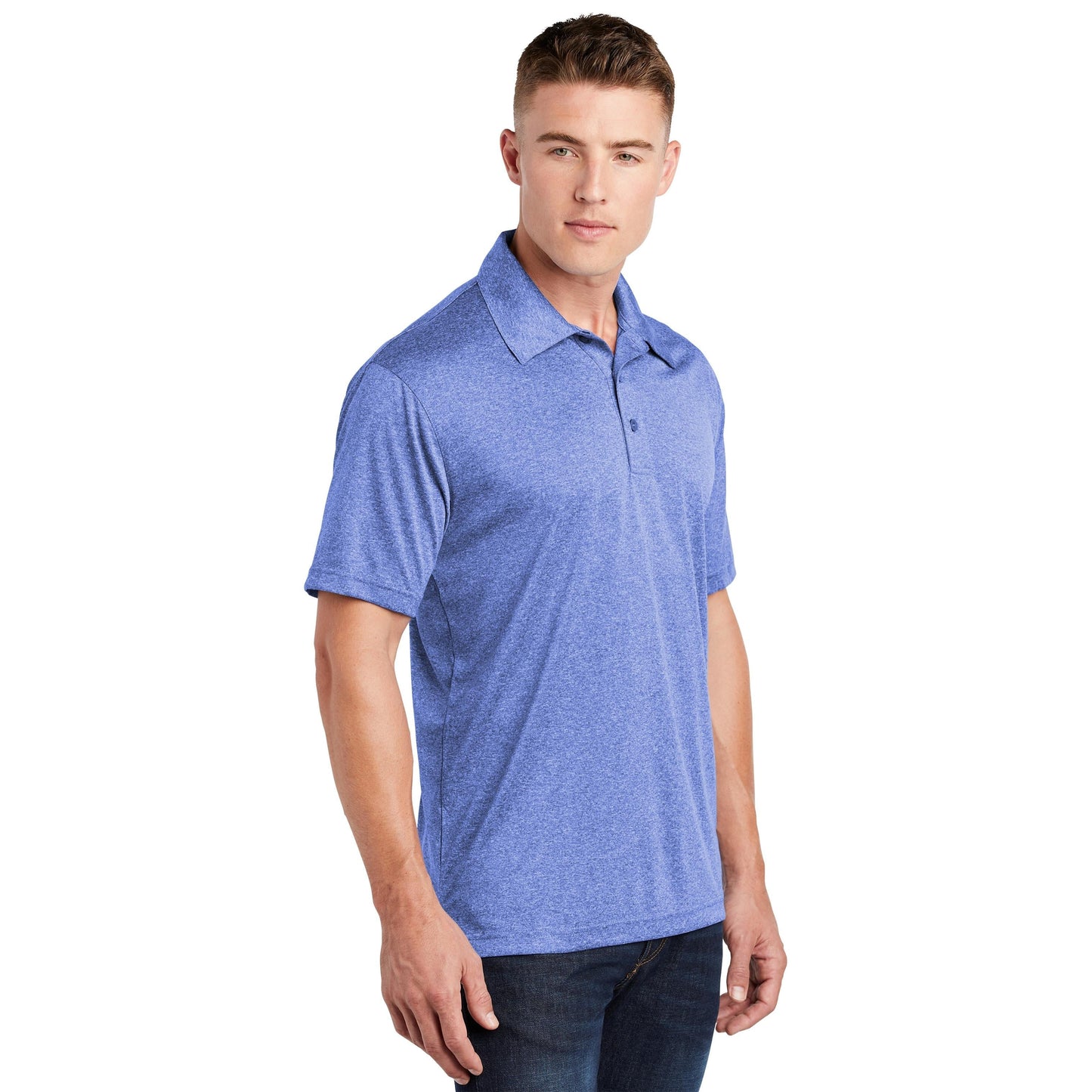 True Royal Heather Polo Shirt - Sport-Tek - Moisture Wicking