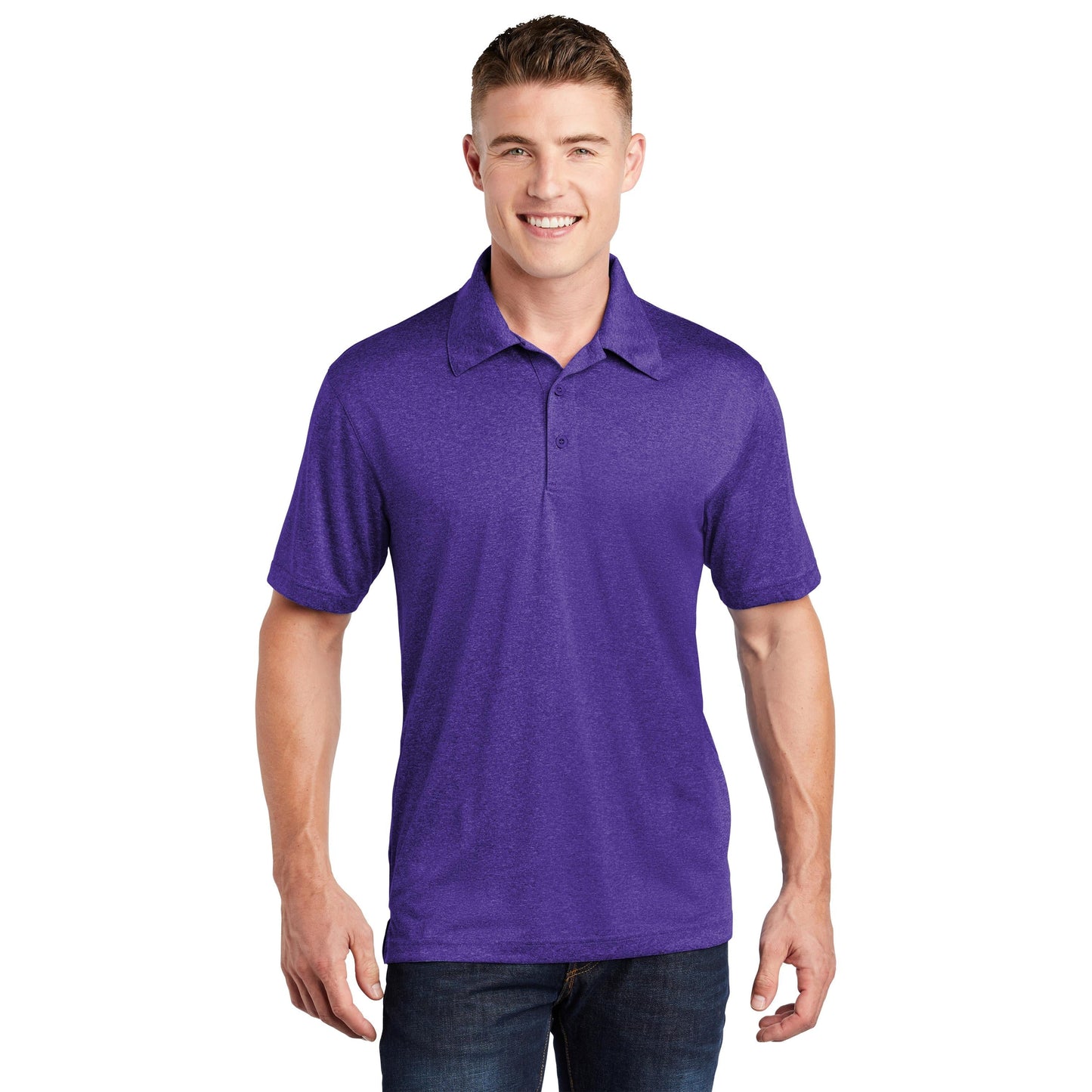 True Royal Heather Polo Shirt - Sport-Tek - Moisture Wicking