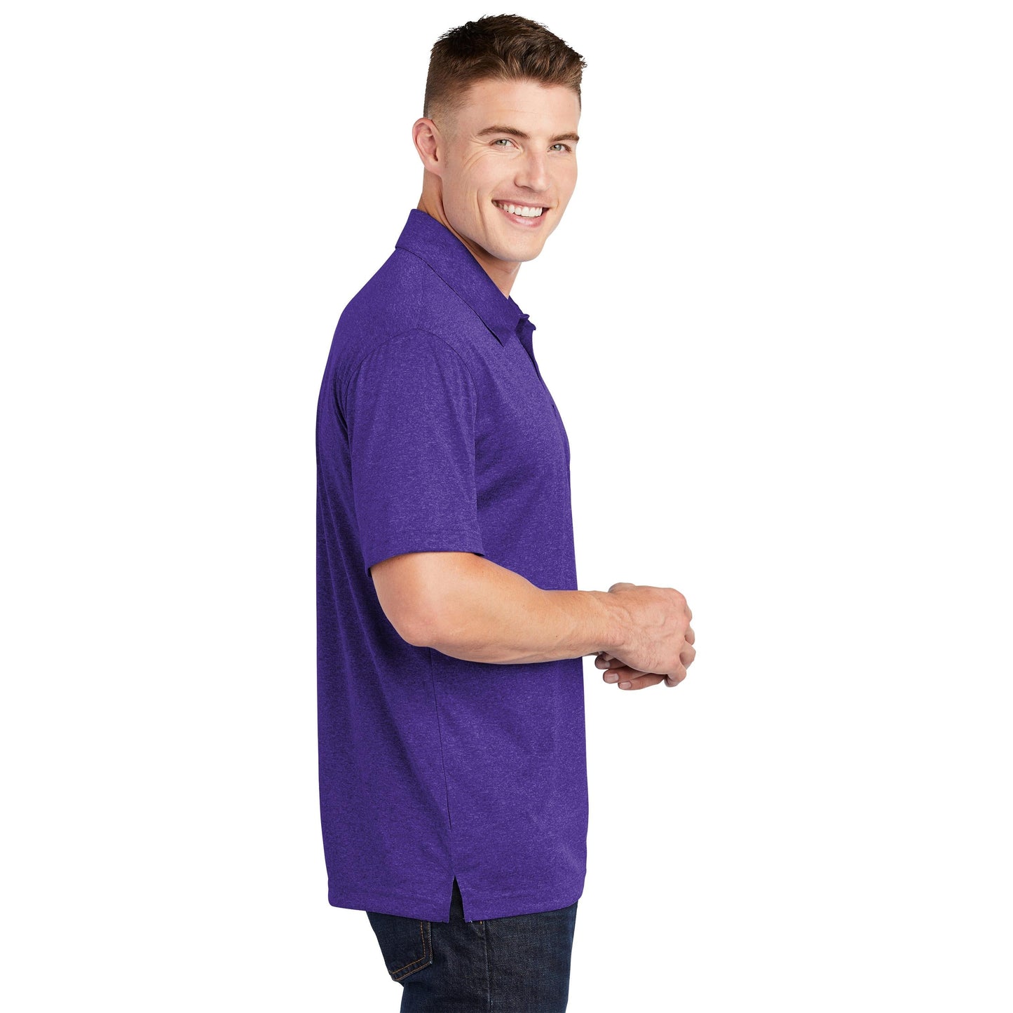 True Royal Heather Polo Shirt - Sport-Tek - Moisture Wicking