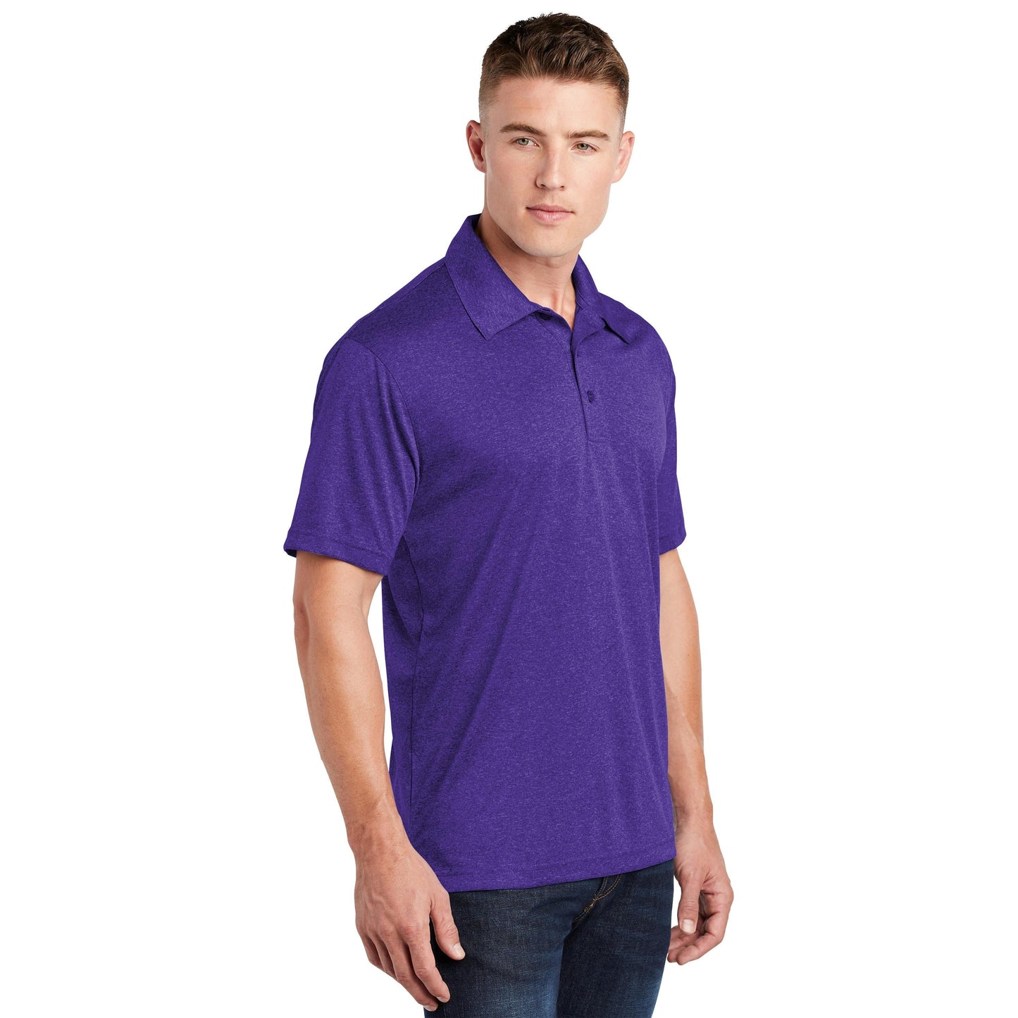 True Royal Heather Polo Shirt - Sport-Tek - Moisture Wicking