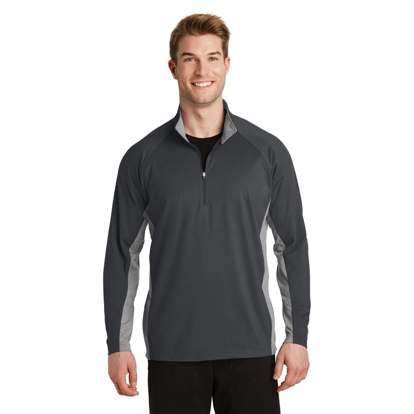 Black/Charcoal Grey Heather Sweatshirt - Sport-Tek - Soft Fabric