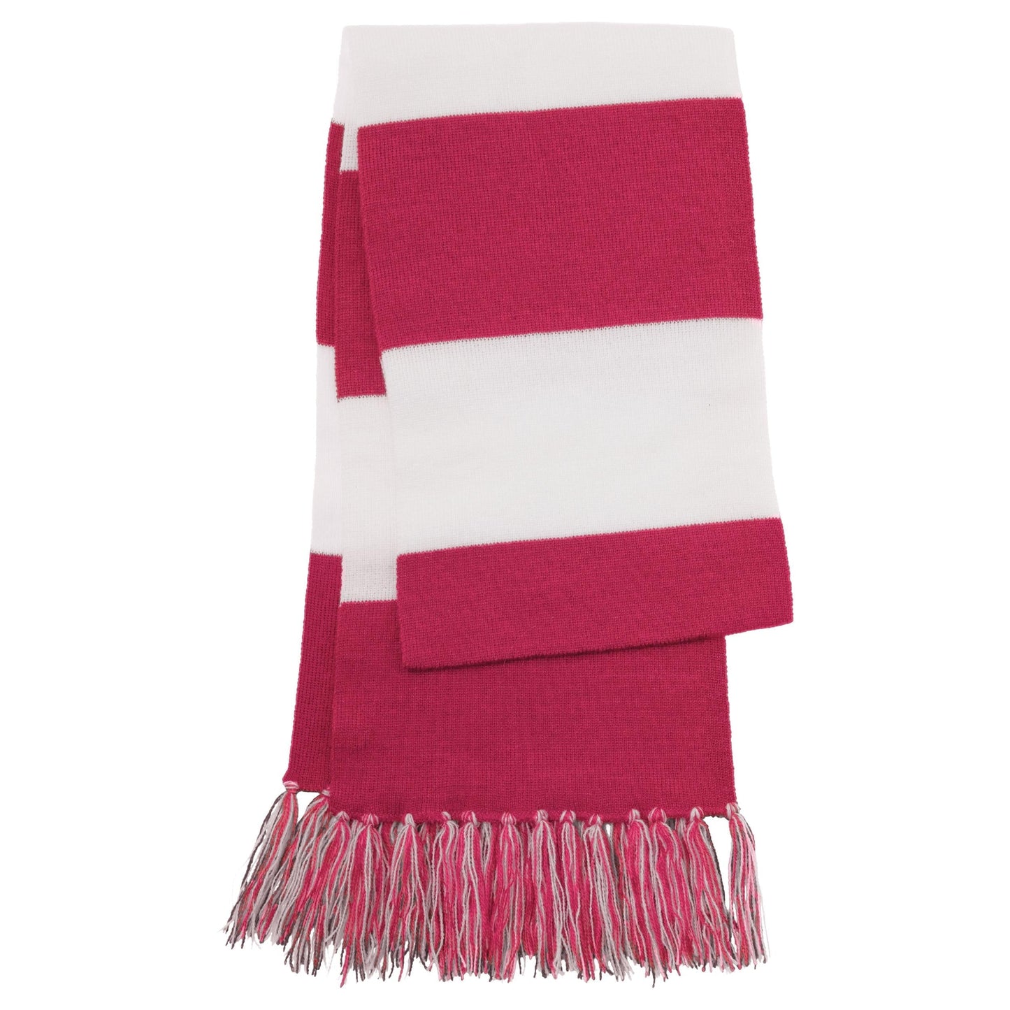 Pink Raspberry Fringed Scarf - Sport-Tek - Cozy Acrylic