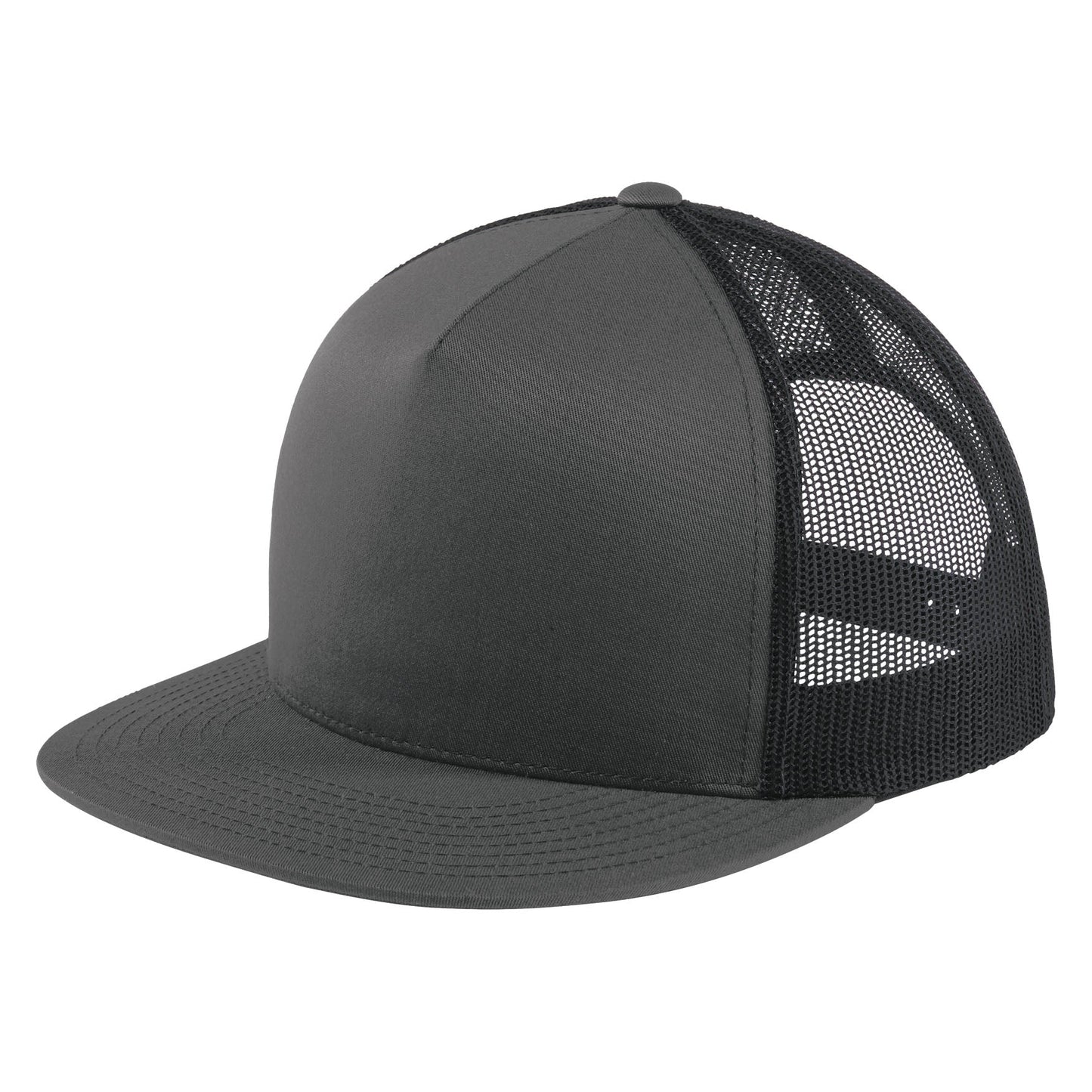 Black Trucker Cap - Sport-Tek - Adjustable Fit Design