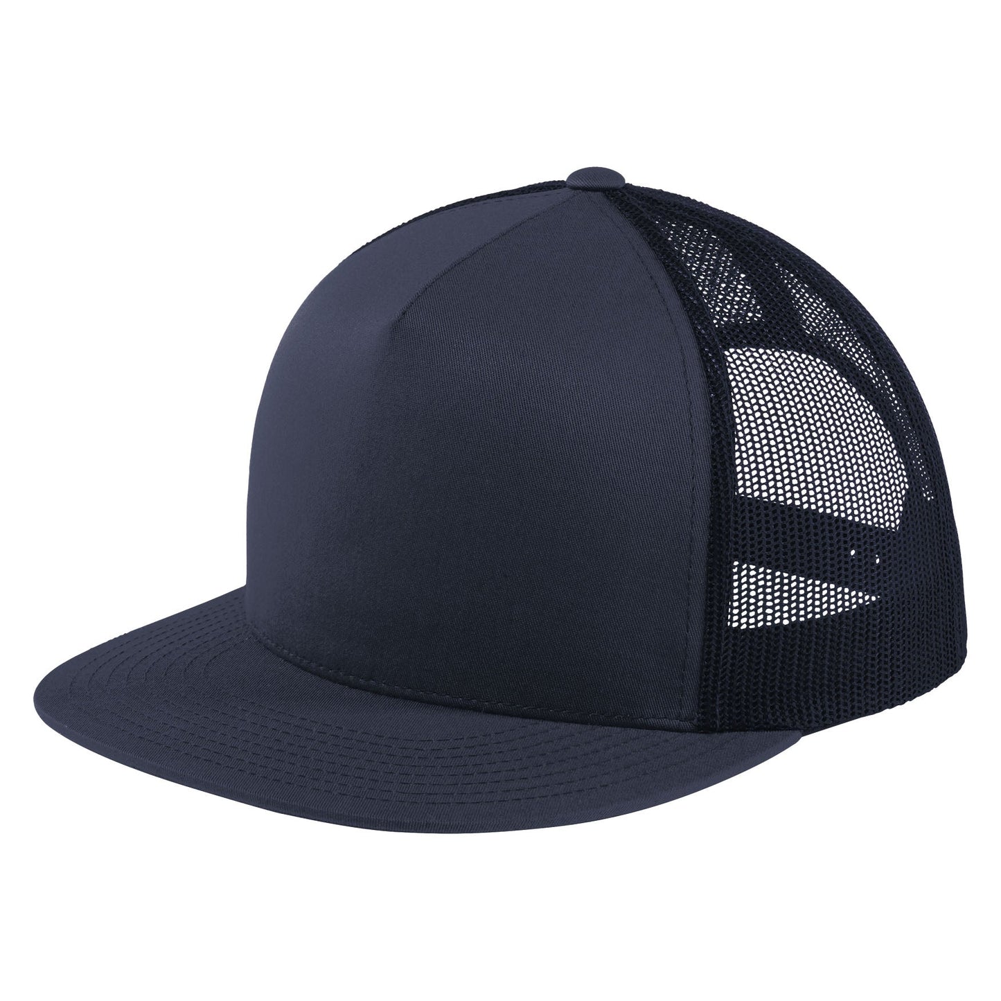 Black Trucker Cap - Sport-Tek - Adjustable Fit Design
