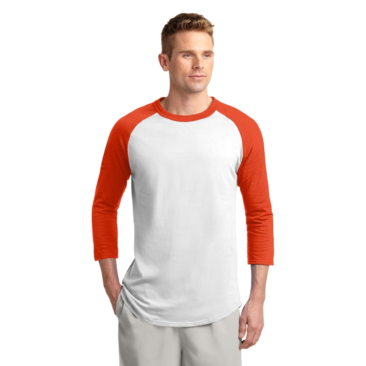 White/Deep Orange Jersey - Sport-Tek - Soft Cotton