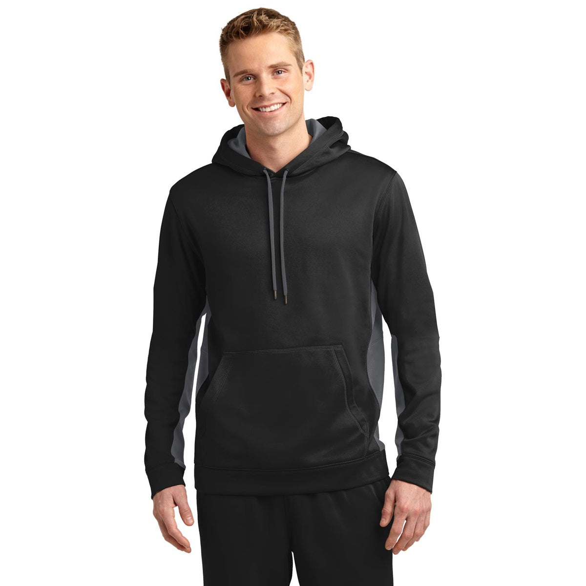 Black/Deep Orange Sweatshirt - Sport-Tek - Moisture-Wicking