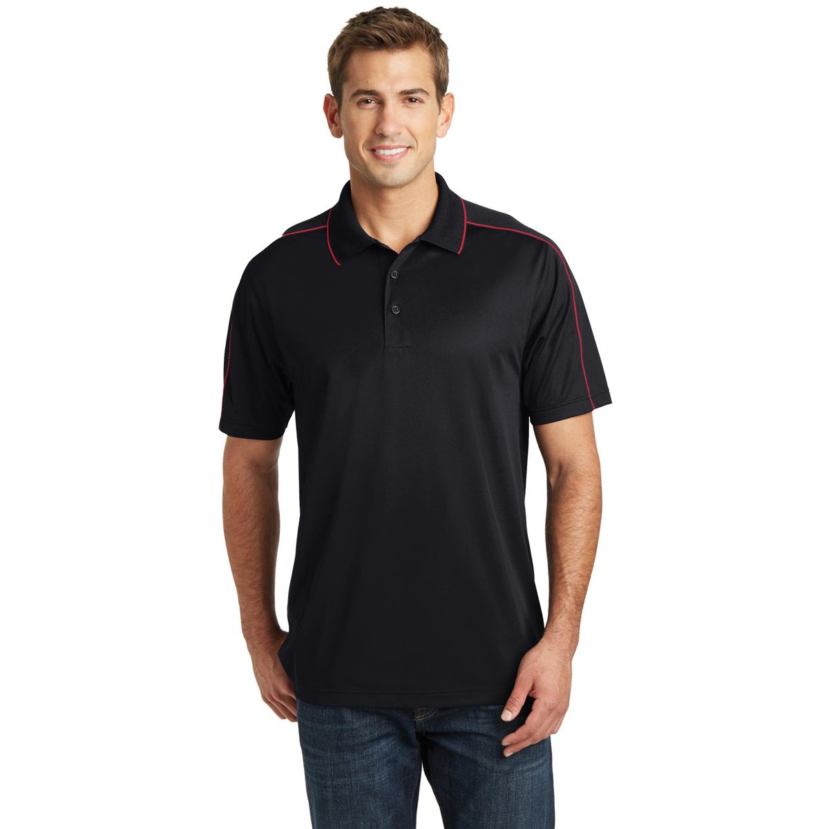 Black/Iron Grey Polo Shirt - Sport-Tek - Micropique Poly