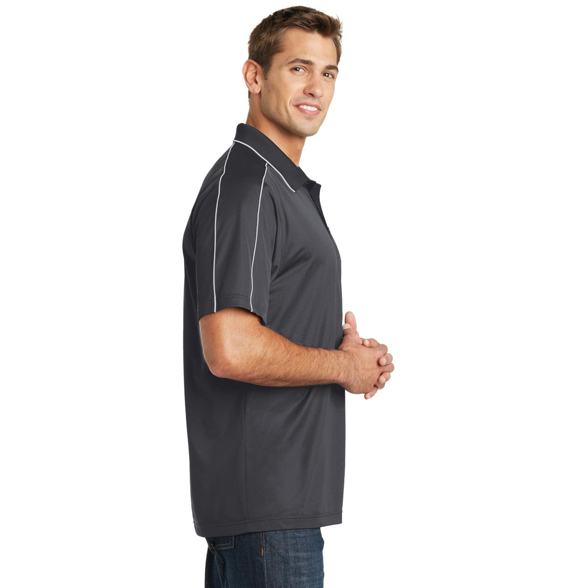 Black/Iron Grey Polo Shirt - Sport-Tek - Micropique Poly