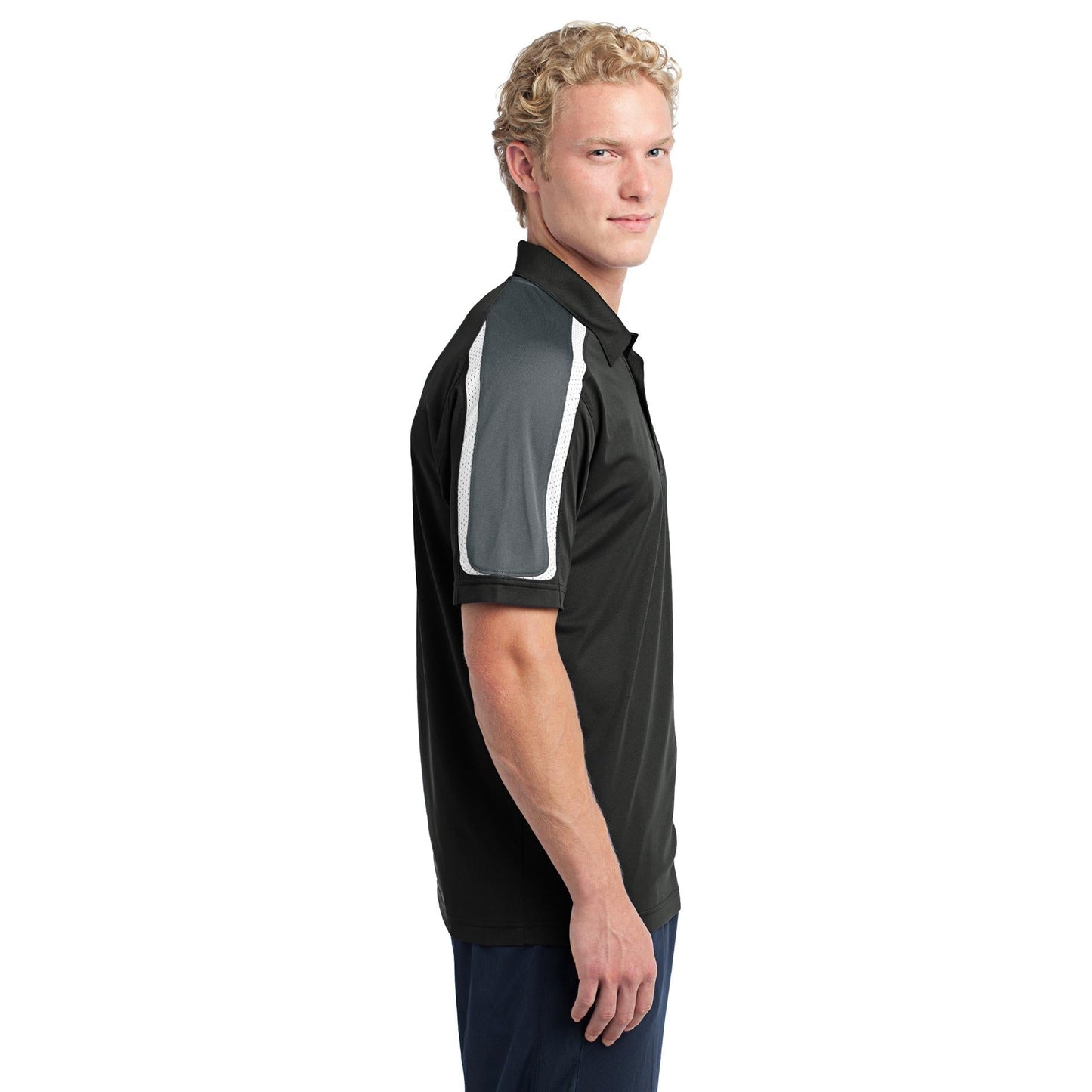 Black/Iron Grey/White Polo - Sport-Tek - Stylish Fit