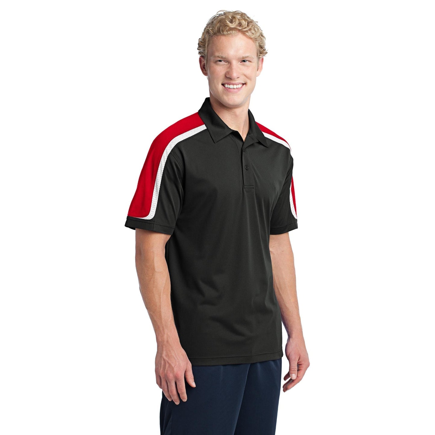 Black/Iron Grey/White Polo - Sport-Tek - Stylish Fit