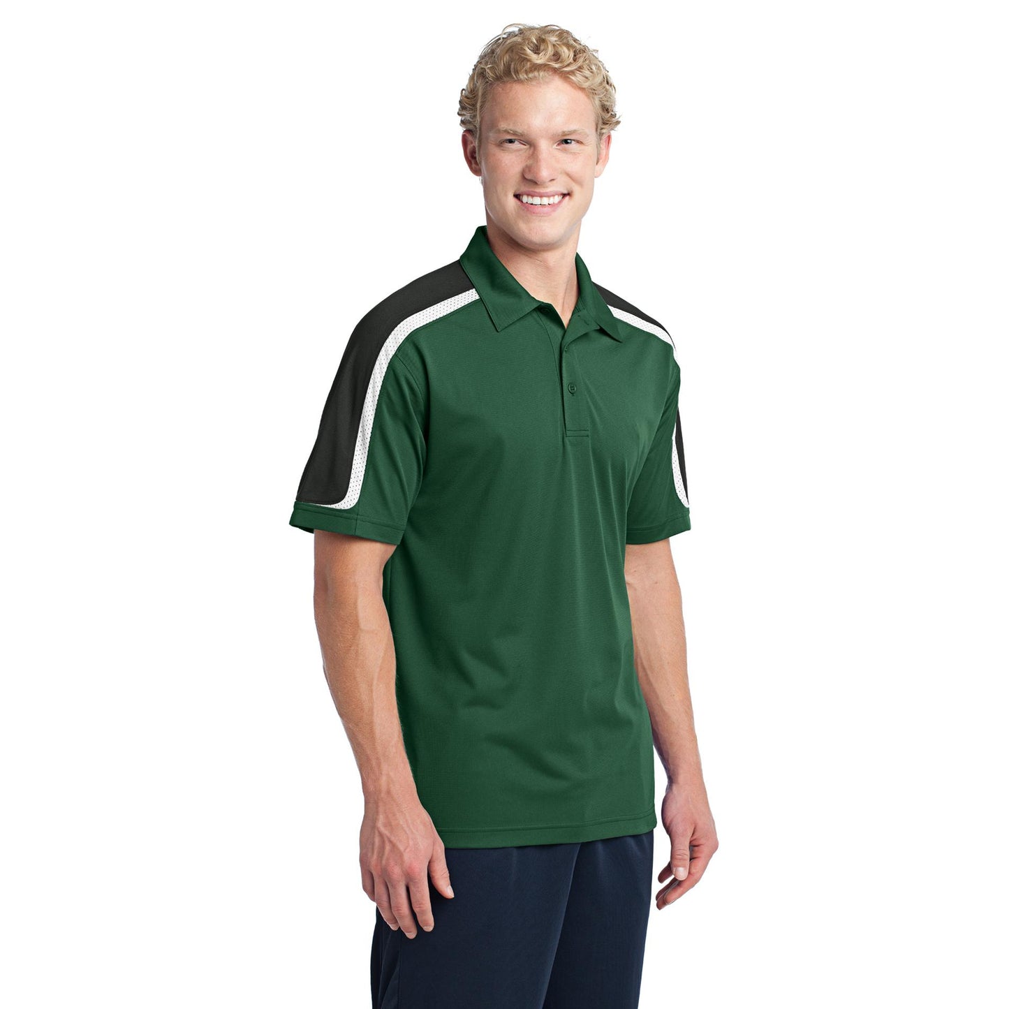 Black/Iron Grey/White Polo - Sport-Tek - Stylish Fit