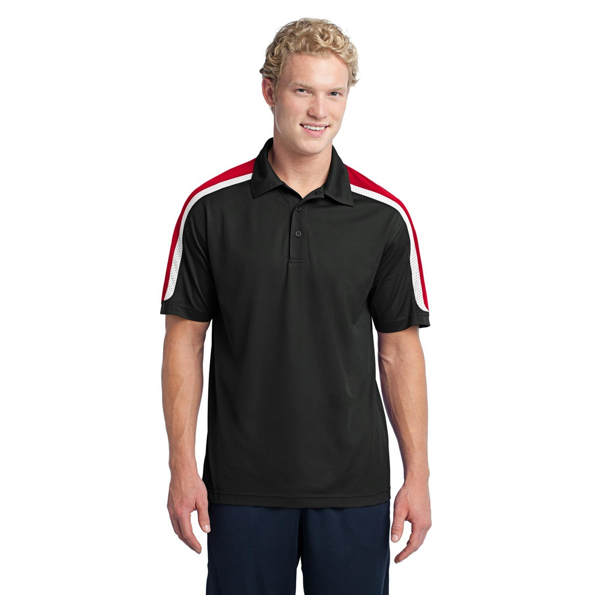 Black/Iron Grey/White Polo - Sport-Tek - Stylish Fit