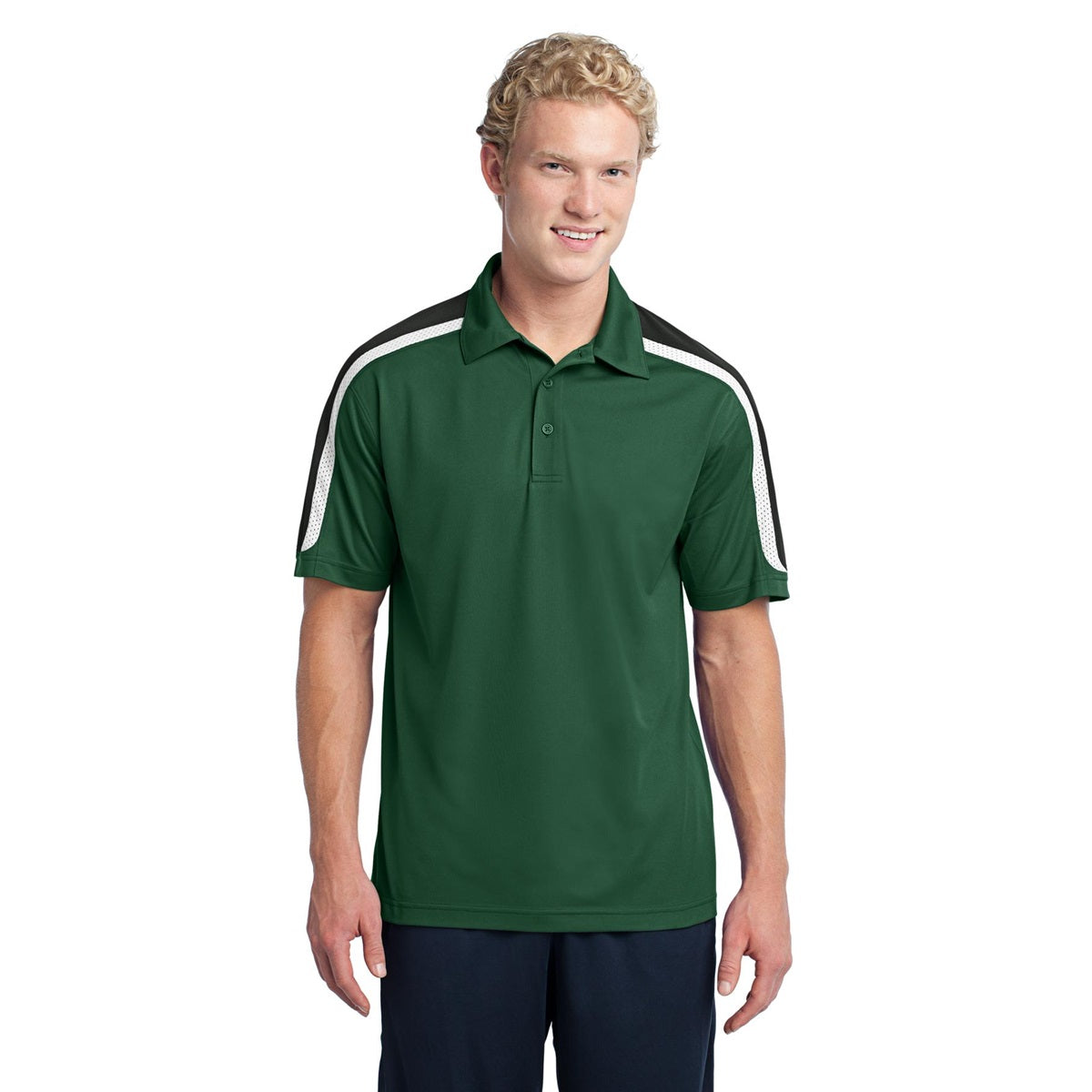 Black/Iron Grey/White Polo - Sport-Tek - Stylish Fit