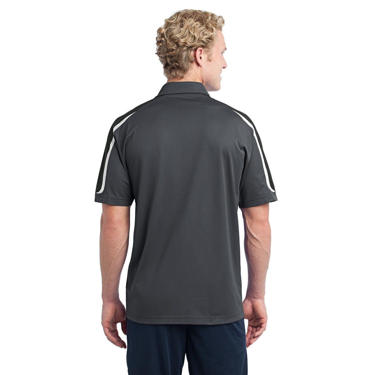Black/Iron Grey/White Polo - Sport-Tek - Stylish Fit