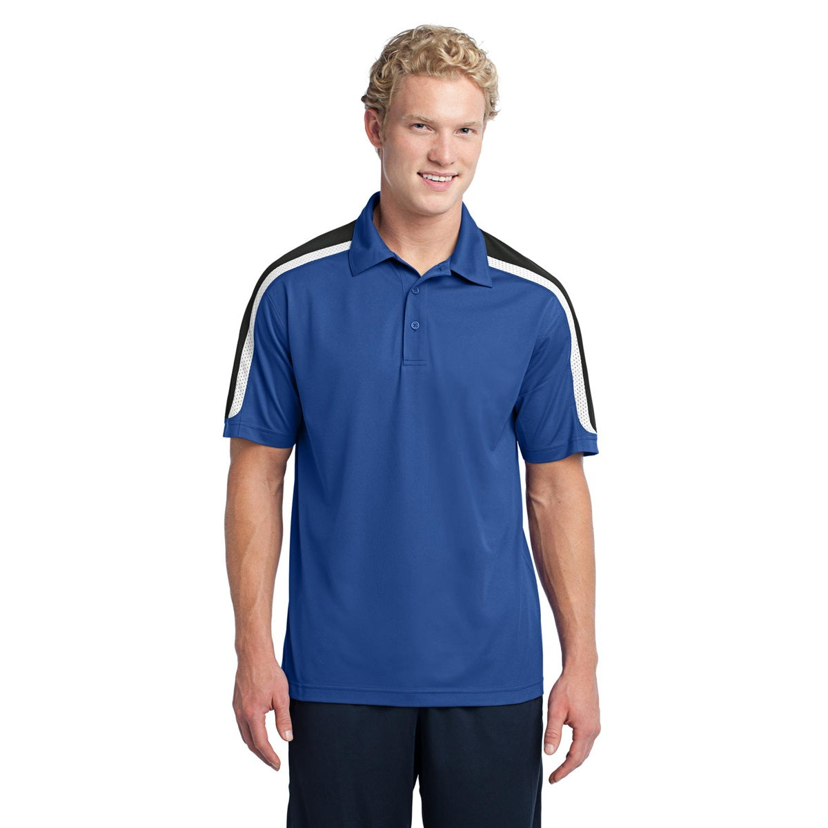 Black/Iron Grey/White Polo - Sport-Tek - Stylish Fit