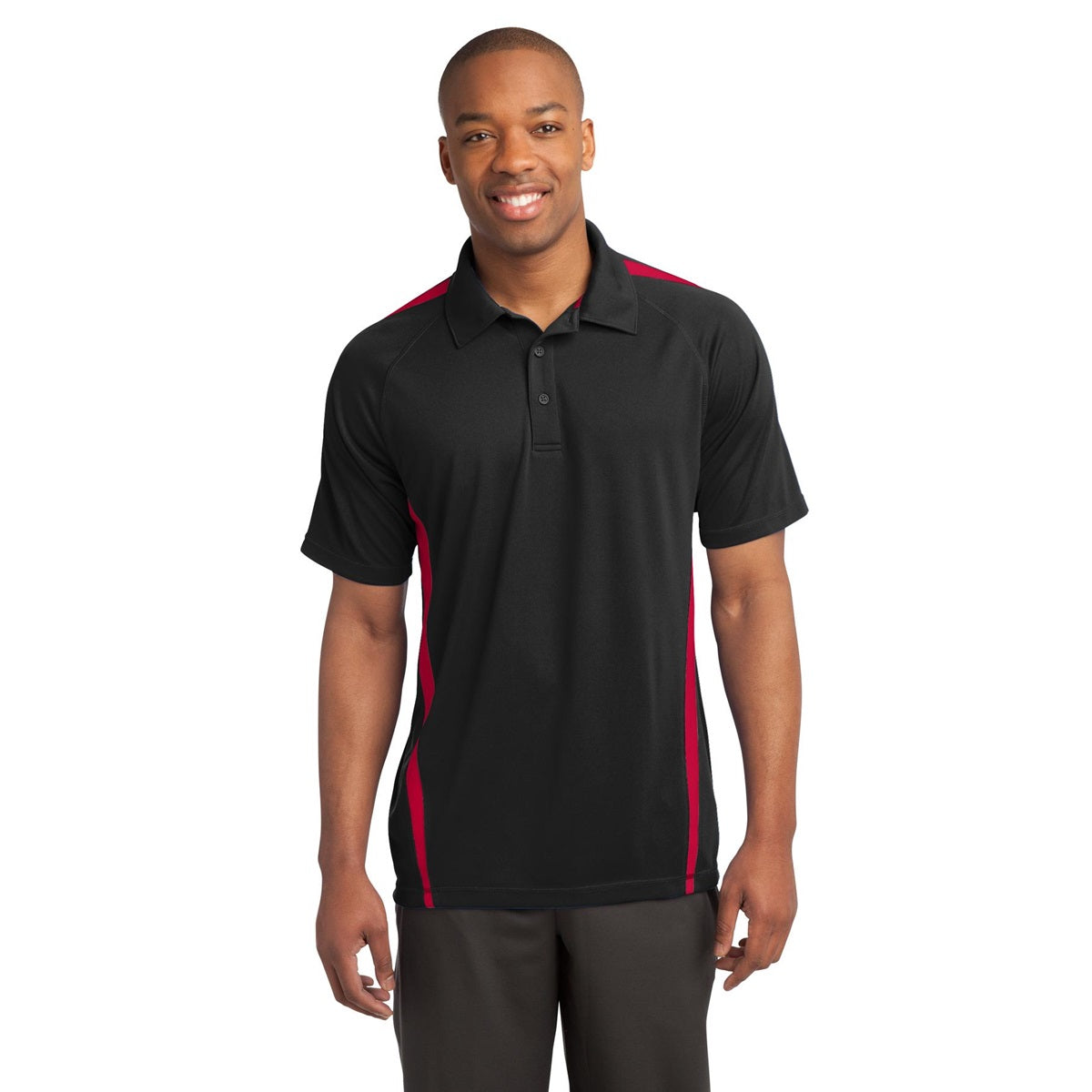 Black/Red Polo Shirt - Sport-Tek - Colorblock Style
