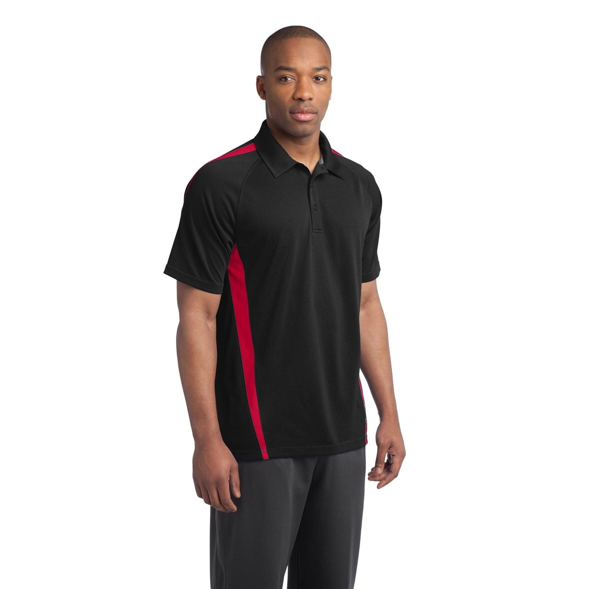 Black/Red Polo Shirt - Sport-Tek - Colorblock Style